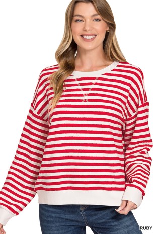 Melissa Striped Rib Banded Pullover