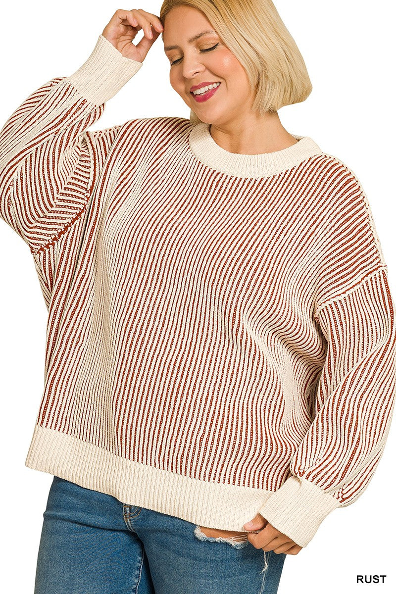 Two Tone Crewneck Sweater