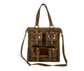 Cubed Mesa Pouched Canvas Hairon Bag S-8159