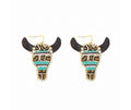 Blue Bull Beaded Earrings