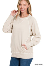 Plus PIGMENT DYED FRENCH TERRY PULLOVER WITH POCKETS