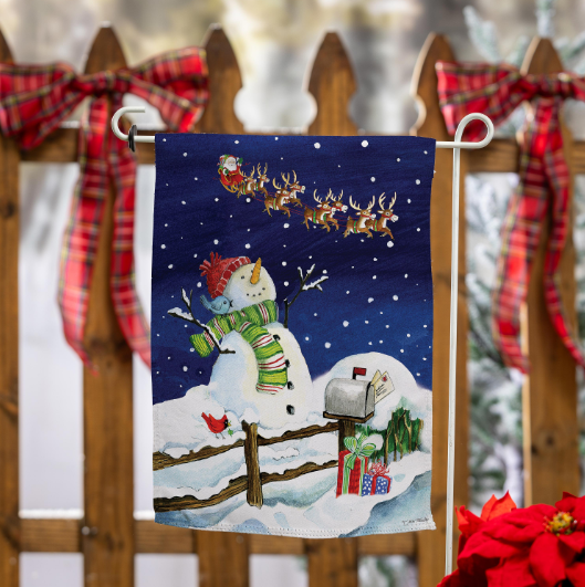 Santa & Snowman Suede Flag