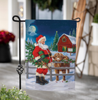 Santa & Highland Cow Suede Flag