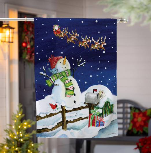 Santa & Snowman Suede Flag