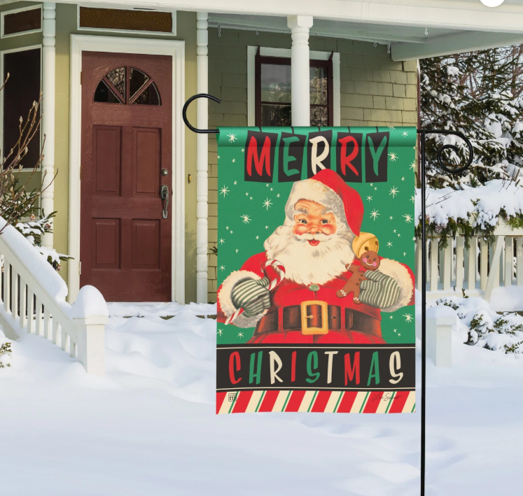 Santa's Retro Garden Flag