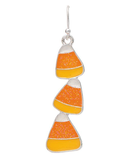 Silver Candy Corn Earring
