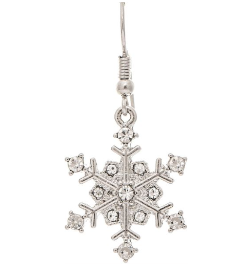 Silver Crystal Sparkle Snowflake Earring