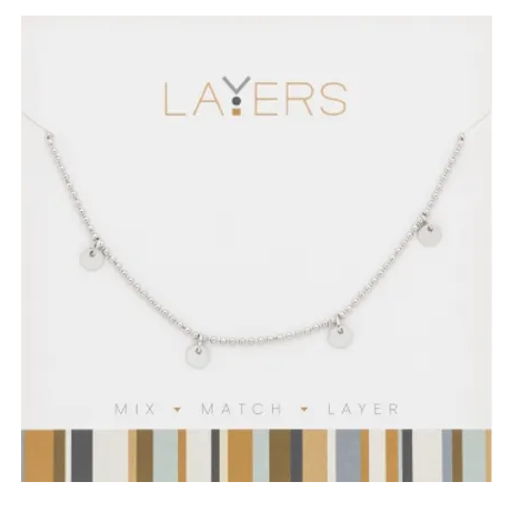 Silver Decorative Disc Layers Necklace Lay-501S