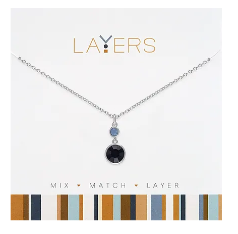 Silver Drop Stone Montana Blue Layers Necklace Lay-615S