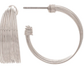 Silver Wide Wire 1" Medium Post Hoop Earring