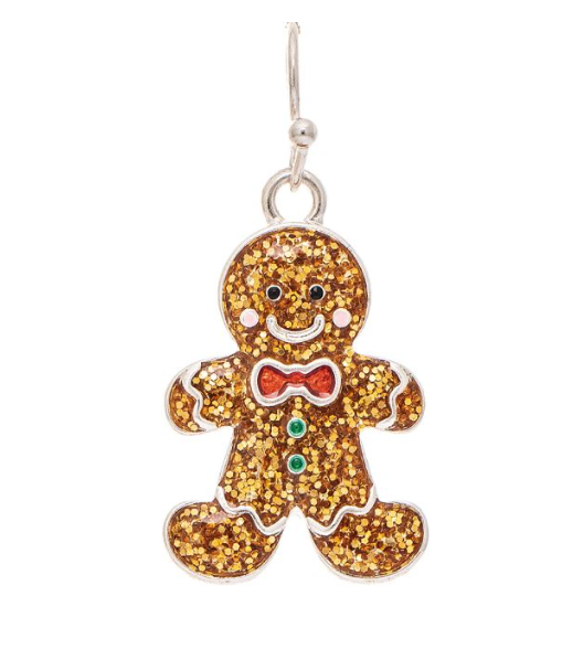 Silver Gold Sparkle Ginger Man Earring