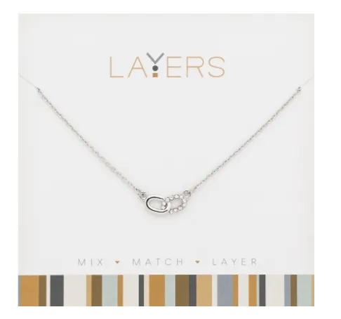 Silver Links Layers Necklace Lay-523S
