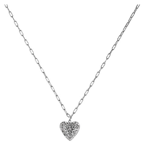 36"L HEART/ROUND LOCKET NECKLACE