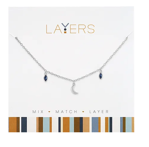 Silver Mini Montana Moon Dangle Layers Necklace Lay-593S