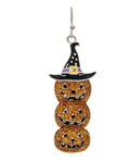 Silver Witchy Stacked Sparkle Enamel Jack-o-Lantern Earring