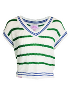Simply Southern Green and White Stripe w. Blue Sweater Top