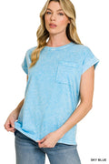 Halo Snow Washed Cuffed Short Sleeve Pocket Tee