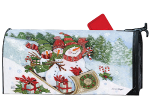 Sledding Snowmen MailWrap