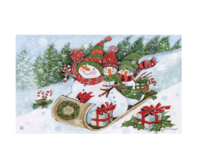 Sledding Snowmen MatMate Door Mat