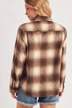 Snap Button Down Plaid Shacket