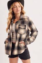 Snap Button Down Plaid Shacket