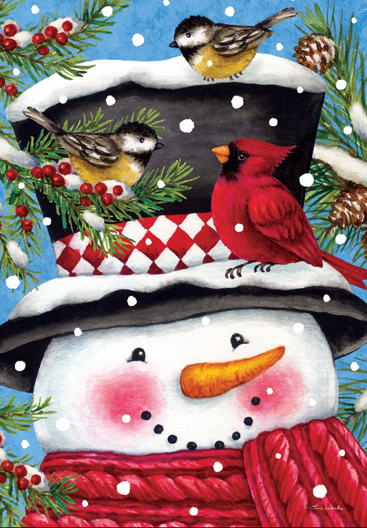 Snowman & Birds-Flag by Tina Wenke