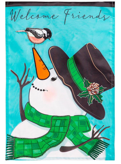 Snowman and Chickadee Applique