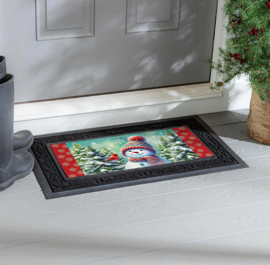 Snowman With Cardinal Friend Sassafras Switch Mat
