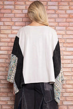 Sonny And Cher Print Pancho Sleeve Top