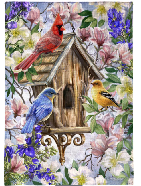 Spring Awakens Burlap Garden Flag