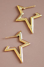 18K Waterproof Non-Tarnish Stainless Steel Star Hoops
