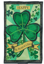 St Patrick's Day Shamrock Applique Flag