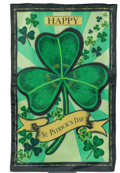 St Patrick's Day Shamrock Applique Flag
