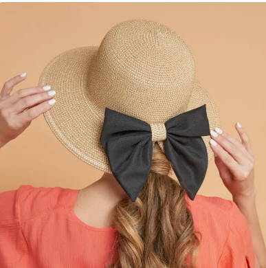 Sun Hat Zaya Boho Wide Brim Ponytail with Bow