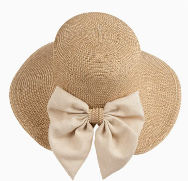 Sun Hat Zaya Boho Wide Brim Ponytail with Bow
