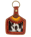 Sunflower Fire Hand-Tooled Key Fob