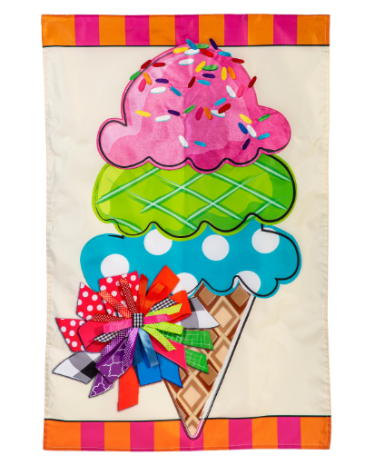 Sweet Summer Ice Cream Applique Flag