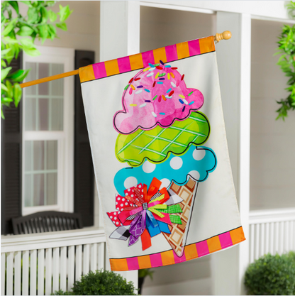 Sweet Summer Ice Cream Applique Flag