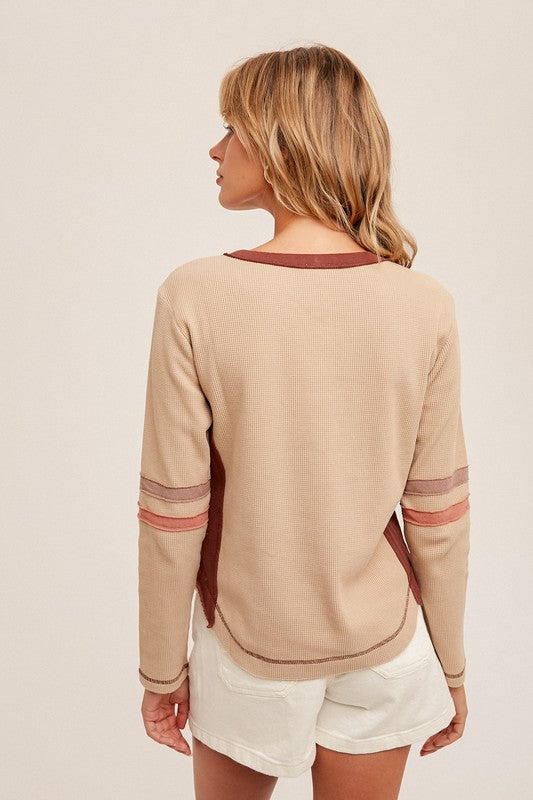 Color Block Henley Top