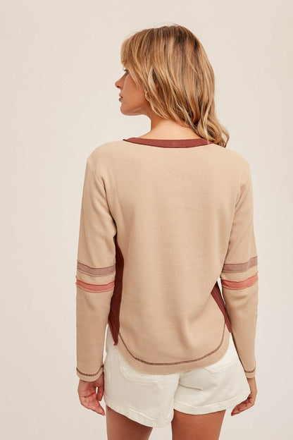Color Block Henley Top