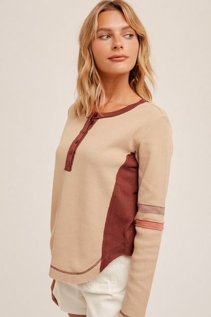 Color Block Henley Top