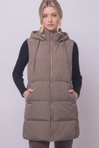 Long Hooded Puffer Vest