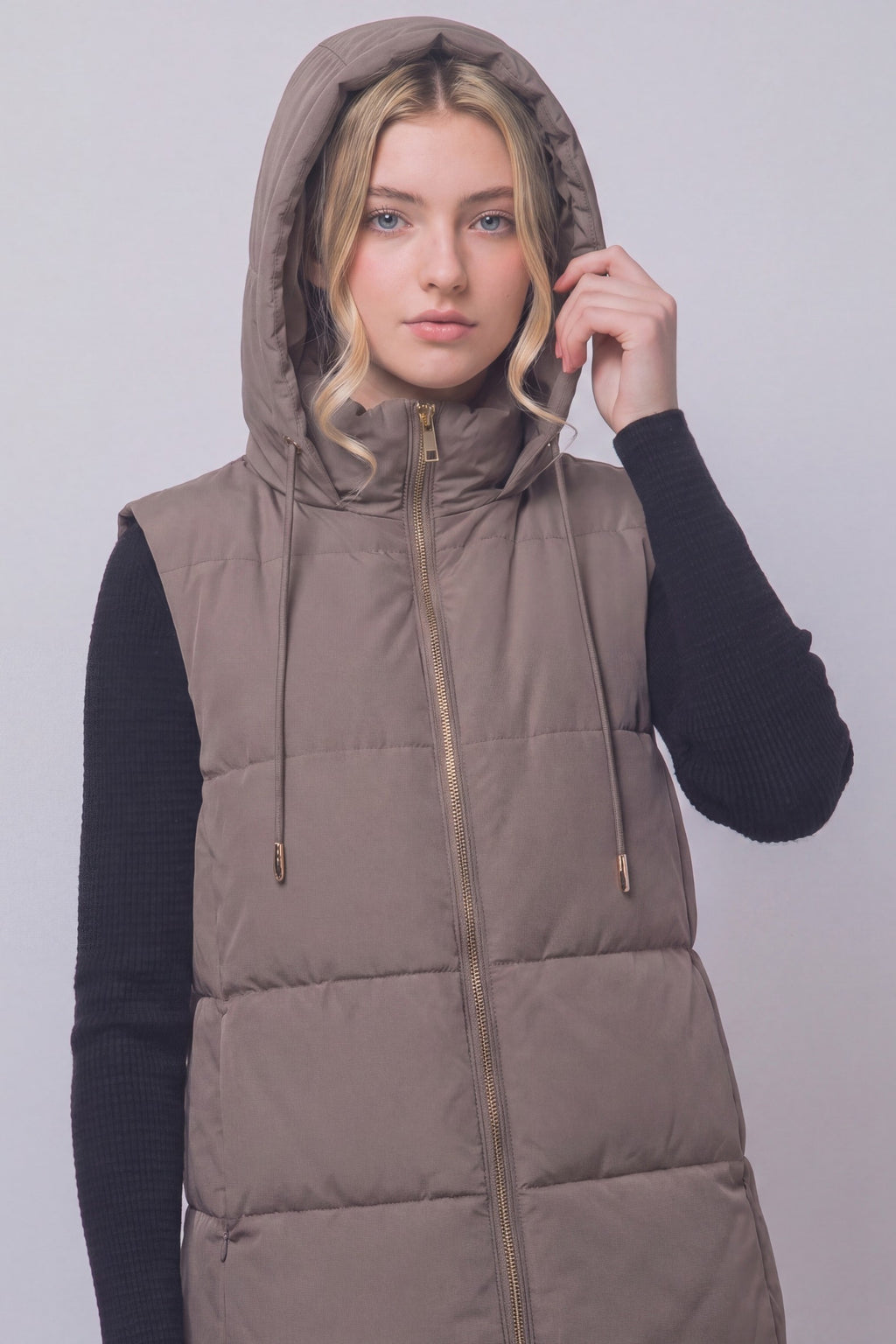 Long Hooded Puffer Vest