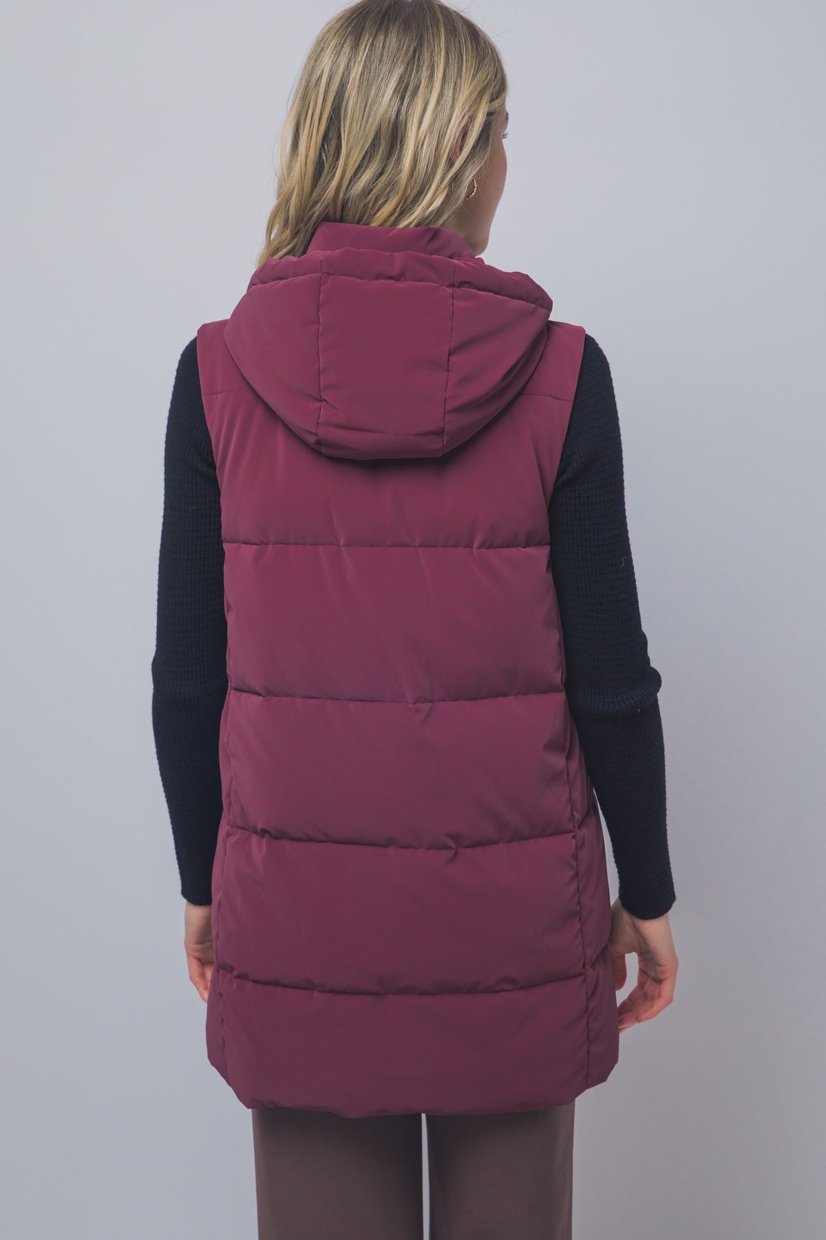 Long Hooded Puffer Vest
