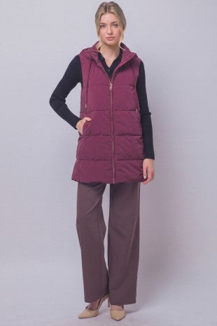 Long Hooded Puffer Vest