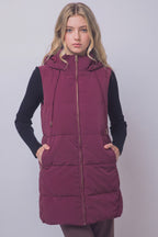 Long Hooded Puffer Vest