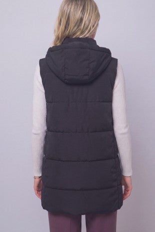 Long Hooded Puffer Vest