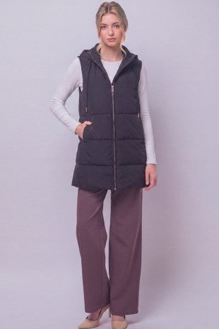 Long Hooded Puffer Vest