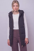 Long Hooded Puffer Vest