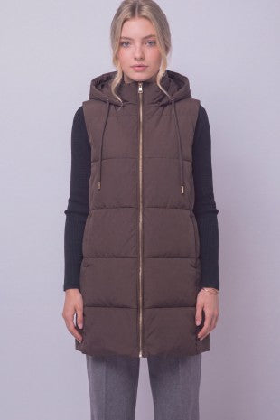 Long Hooded Puffer Vest